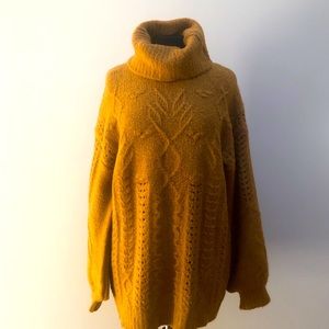 NEW Mustard Cowl Neck Sweater Dress